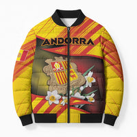 Personalized Andorra Bomber Puffer Jacket The Grandalla Flowers With Symbol - Wonder Print Shop