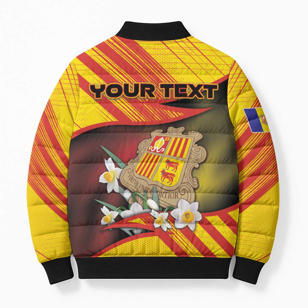 Personalized Andorra Bomber Puffer Jacket The Grandalla Flowers With Symbol - Wonder Print Shop