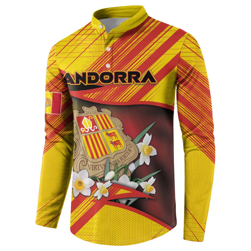 Personalized Andorra Button Sweatshirt The Grandalla Flowers With Symbol - Wonder Print Shop