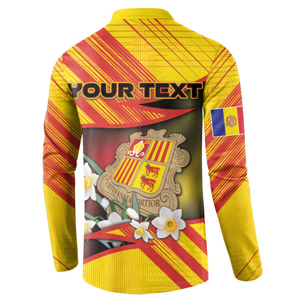 Personalized Andorra Button Sweatshirt The Grandalla Flowers With Symbol - Wonder Print Shop