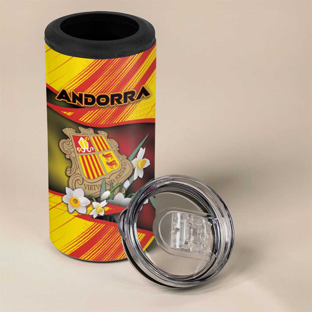 Personalized Andorra 4 in 1 Can Cooler Tumbler The Grandalla Flowers With Symbol - Wonder Print Shop