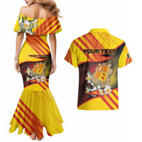 Personalized Andorra Couples Matching Mermaid Dress and Hawaiian Shirt The Grandalla Flowers With Symbol - Wonder Print Shop