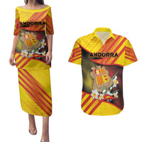Personalized Andorra Couples Matching Puletasi and Hawaiian Shirt The Grandalla Flowers With Symbol - Wonder Print Shop
