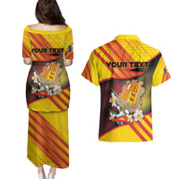 Personalized Andorra Couples Matching Puletasi and Hawaiian Shirt The Grandalla Flowers With Symbol - Wonder Print Shop