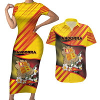Personalized Andorra Couples Matching Short Sleeve Bodycon Dress and Hawaiian Shirt The Grandalla Flowers With Symbol - Wonder Print Shop