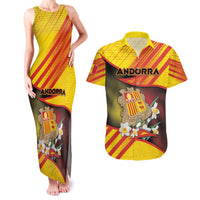 Personalized Andorra Couples Matching Tank Maxi Dress and Hawaiian Shirt The Grandalla Flowers With Symbol - Wonder Print Shop