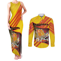 Personalized Andorra Couples Matching Tank Maxi Dress and Long Sleeve Button Shirt The Grandalla Flowers With Symbol - Wonder Print Shop