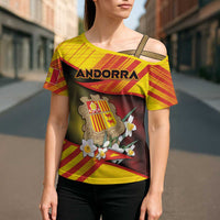 Personalized Andorra Cross Shoulder Shirt The Grandalla Flowers With Symbol - Wonder Print Shop