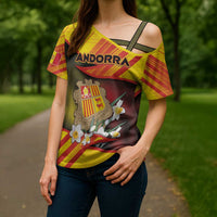 Personalized Andorra Cross Shoulder Shirt The Grandalla Flowers With Symbol - Wonder Print Shop