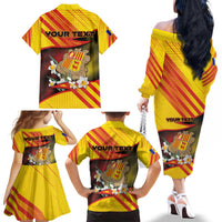 Personalized Andorra Family Matching Off The Shoulder Long Sleeve Dress and Hawaiian Shirt The Grandalla Flowers With Symbol - Wonder Print Shop