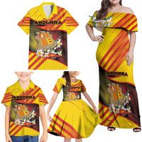 Personalized Andorra Family Matching Off Shoulder Maxi Dress and Hawaiian Shirt The Grandalla Flowers With Symbol - Wonder Print Shop