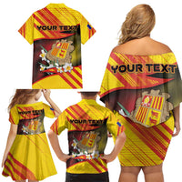 Personalized Andorra Family Matching Off Shoulder Short Dress and Hawaiian Shirt The Grandalla Flowers With Symbol - Wonder Print Shop