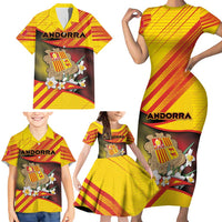 Personalized Andorra Family Matching Short Sleeve Bodycon Dress and Hawaiian Shirt The Grandalla Flowers With Symbol - Wonder Print Shop