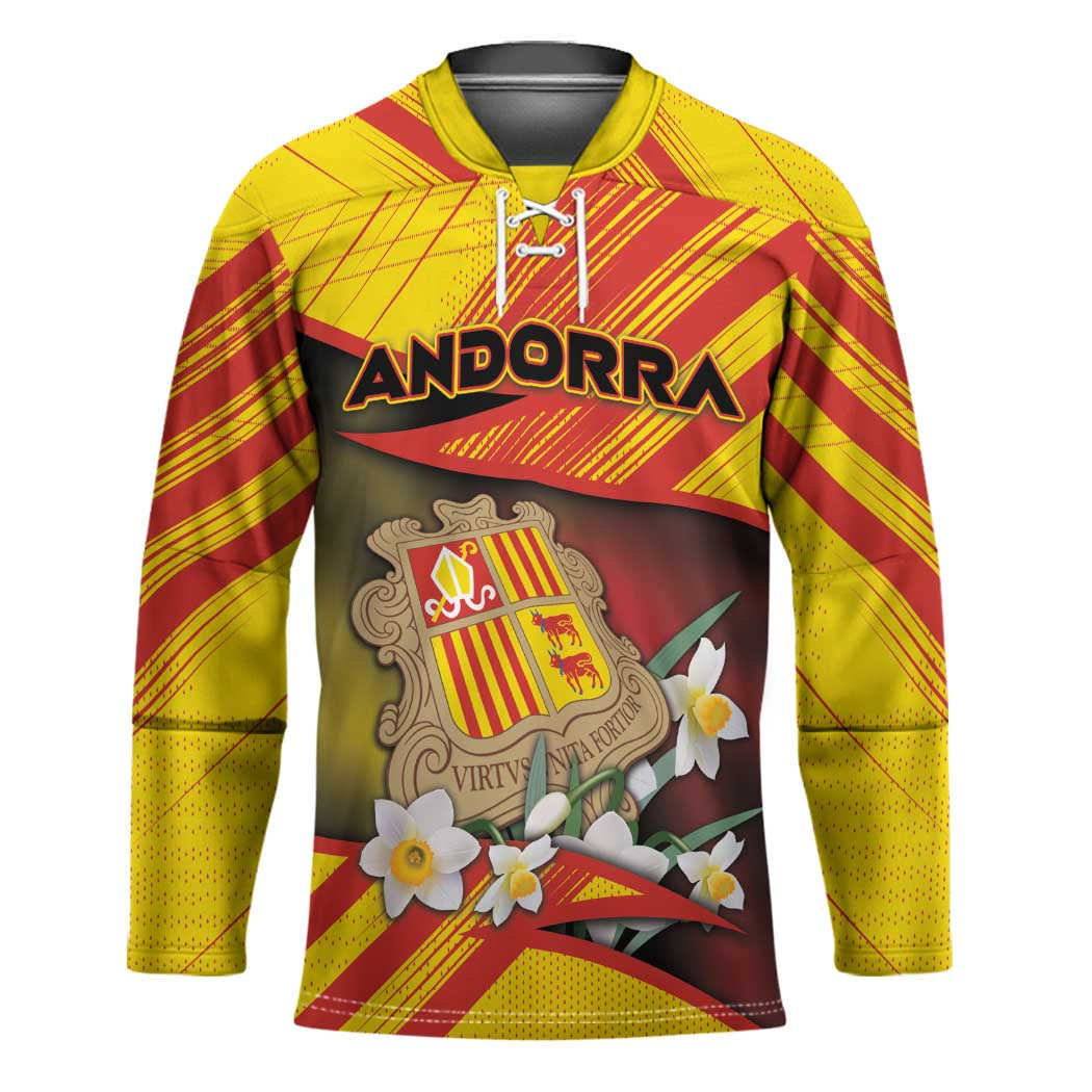 Personalized Andorra Hockey Jersey The Grandalla Flowers With Symbol - Wonder Print Shop