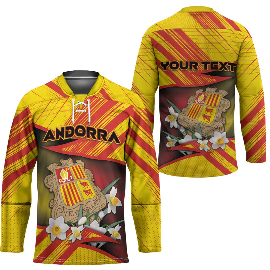Personalized Andorra Hockey Jersey The Grandalla Flowers With Symbol - Wonder Print Shop