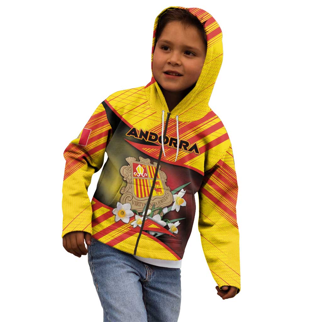 Personalized Andorra Kid Hoodie The Grandalla Flowers With Symbol - Wonder Print Shop