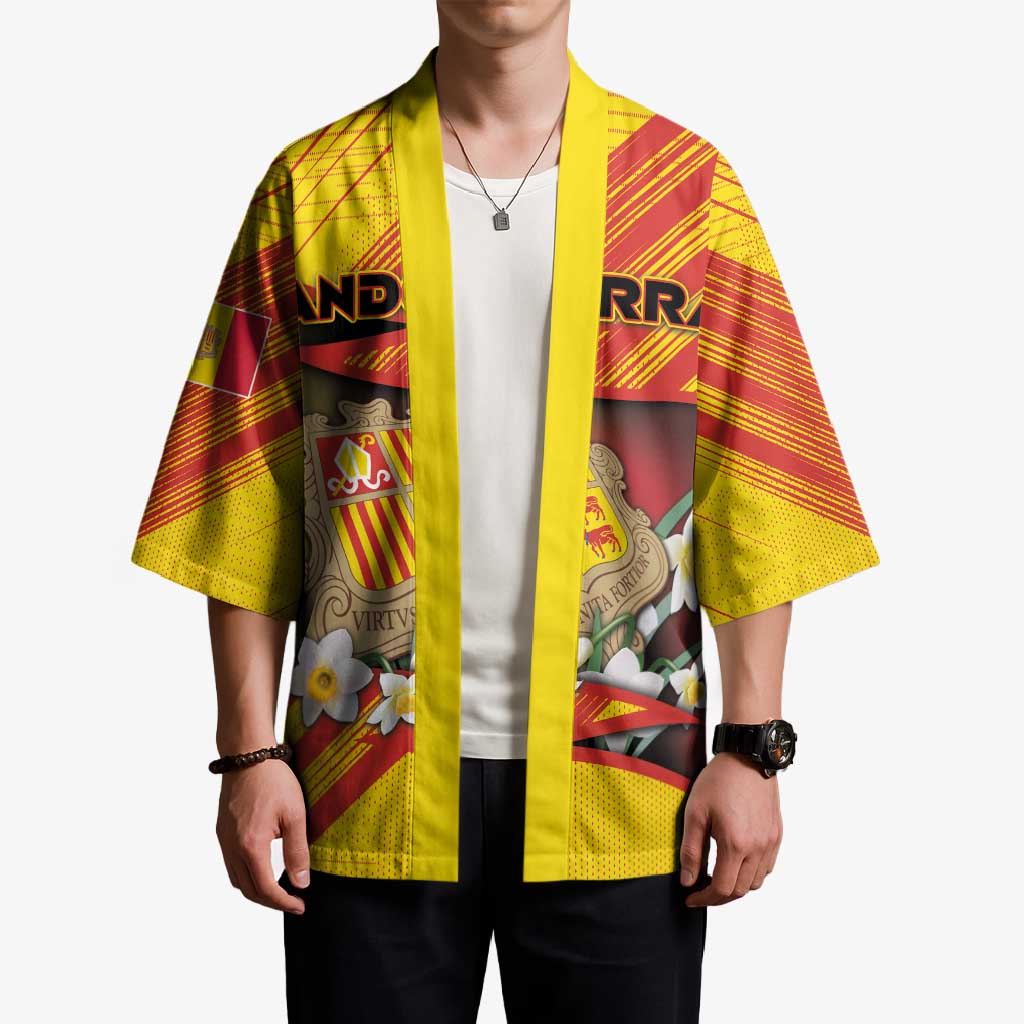 Personalized Andorra Kimono The Grandalla Flowers With Symbol - Wonder Print Shop