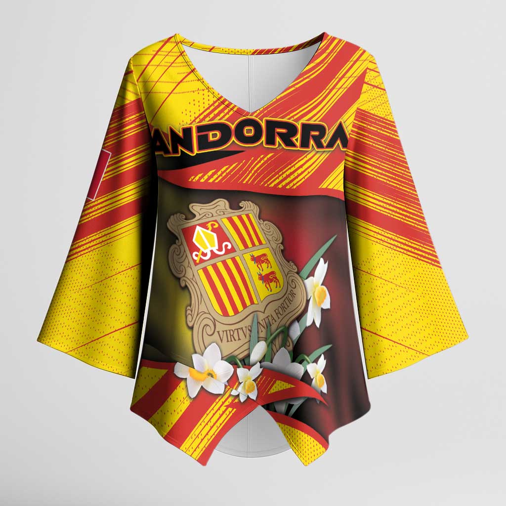 Personalized Andorra Kimono Sleeve Blouse The Grandalla Flowers With Symbol - Wonder Print Shop