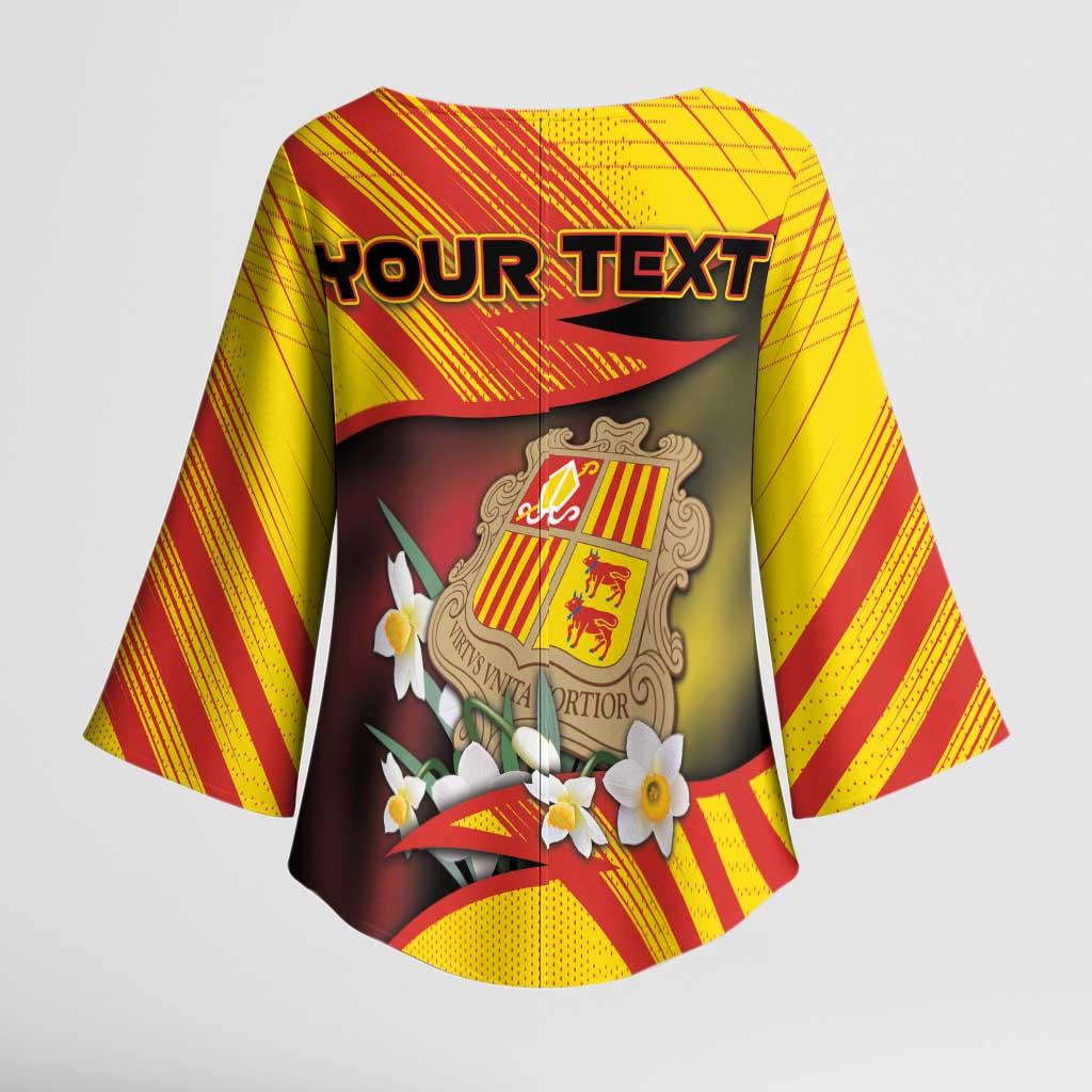 Personalized Andorra Kimono Sleeve Blouse The Grandalla Flowers With Symbol - Wonder Print Shop