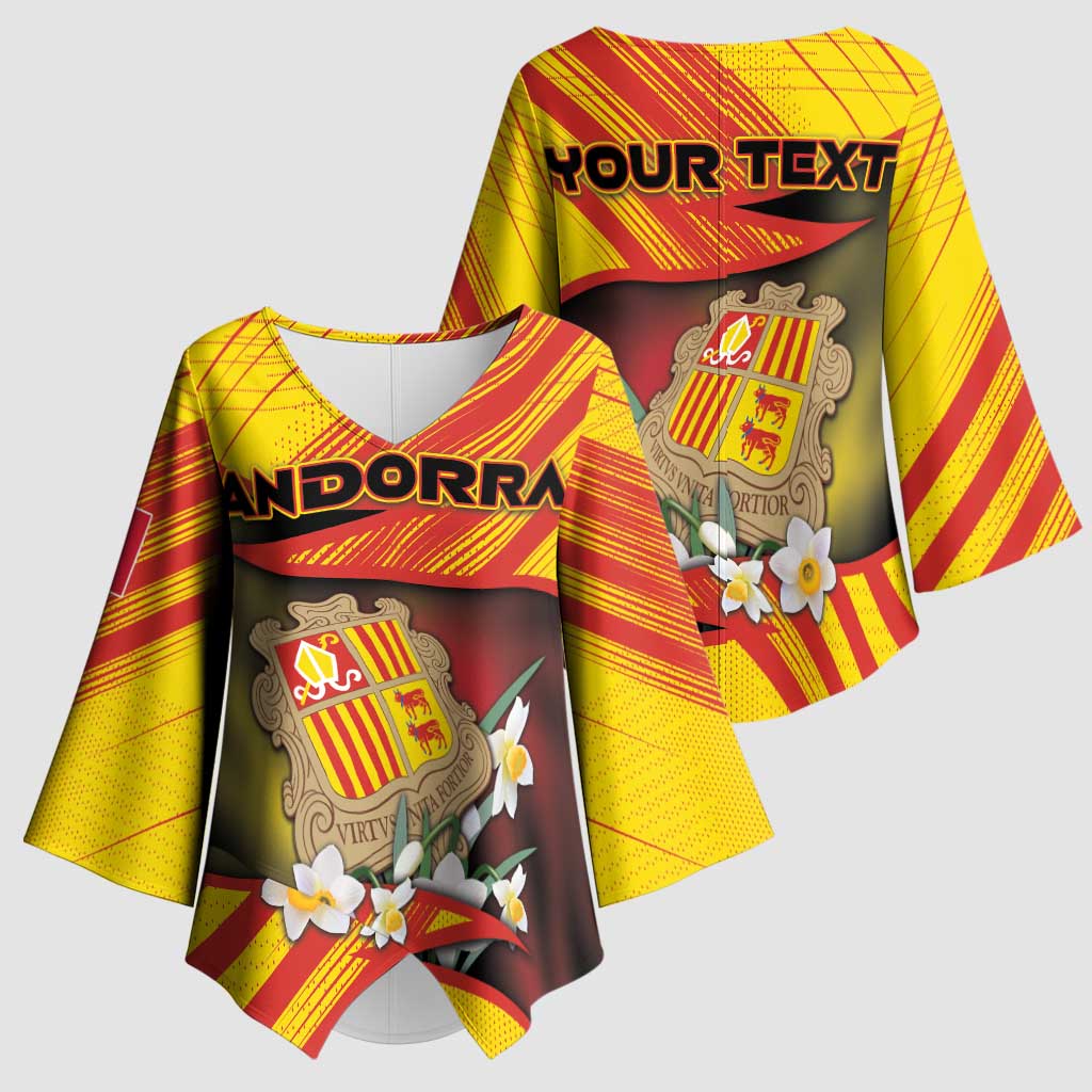 Personalized Andorra Kimono Sleeve Blouse The Grandalla Flowers With Symbol - Wonder Print Shop