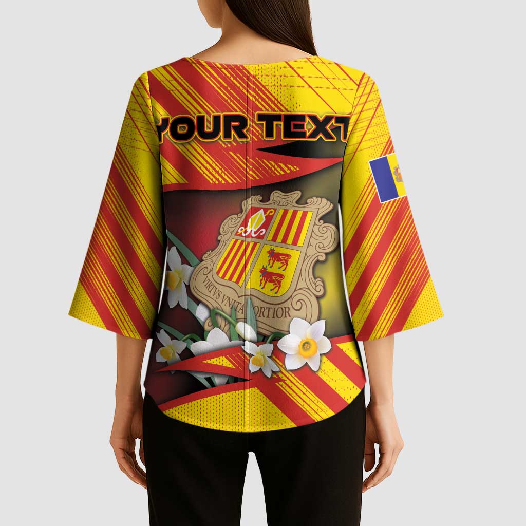 Personalized Andorra Kimono Sleeve Blouse The Grandalla Flowers With Symbol - Wonder Print Shop