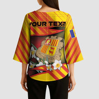 Personalized Andorra Kimono Sleeve Blouse The Grandalla Flowers With Symbol - Wonder Print Shop