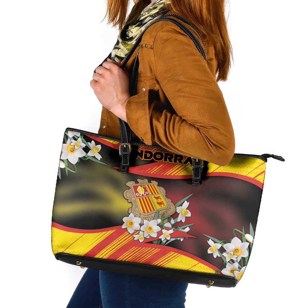 Andorra Leather Tote Bag The Grandalla Flowers With Symbol - Wonder Print Shop