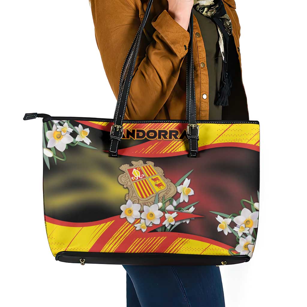 Andorra Leather Tote Bag The Grandalla Flowers With Symbol - Wonder Print Shop