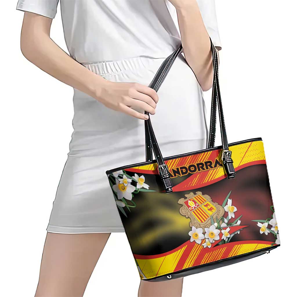 Andorra Leather Tote Bag The Grandalla Flowers With Symbol - Wonder Print Shop