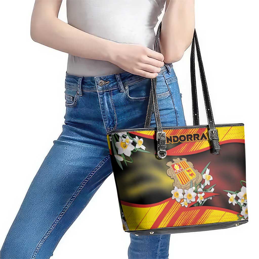 Andorra Leather Tote Bag The Grandalla Flowers With Symbol - Wonder Print Shop