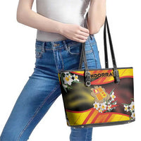 Andorra Leather Tote Bag The Grandalla Flowers With Symbol - Wonder Print Shop