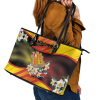 Andorra Leather Tote Bag The Grandalla Flowers With Symbol - Wonder Print Shop