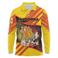 Personalized Andorra Long Sleeve Polo Shirt The Grandalla Flowers With Symbol - Wonder Print Shop