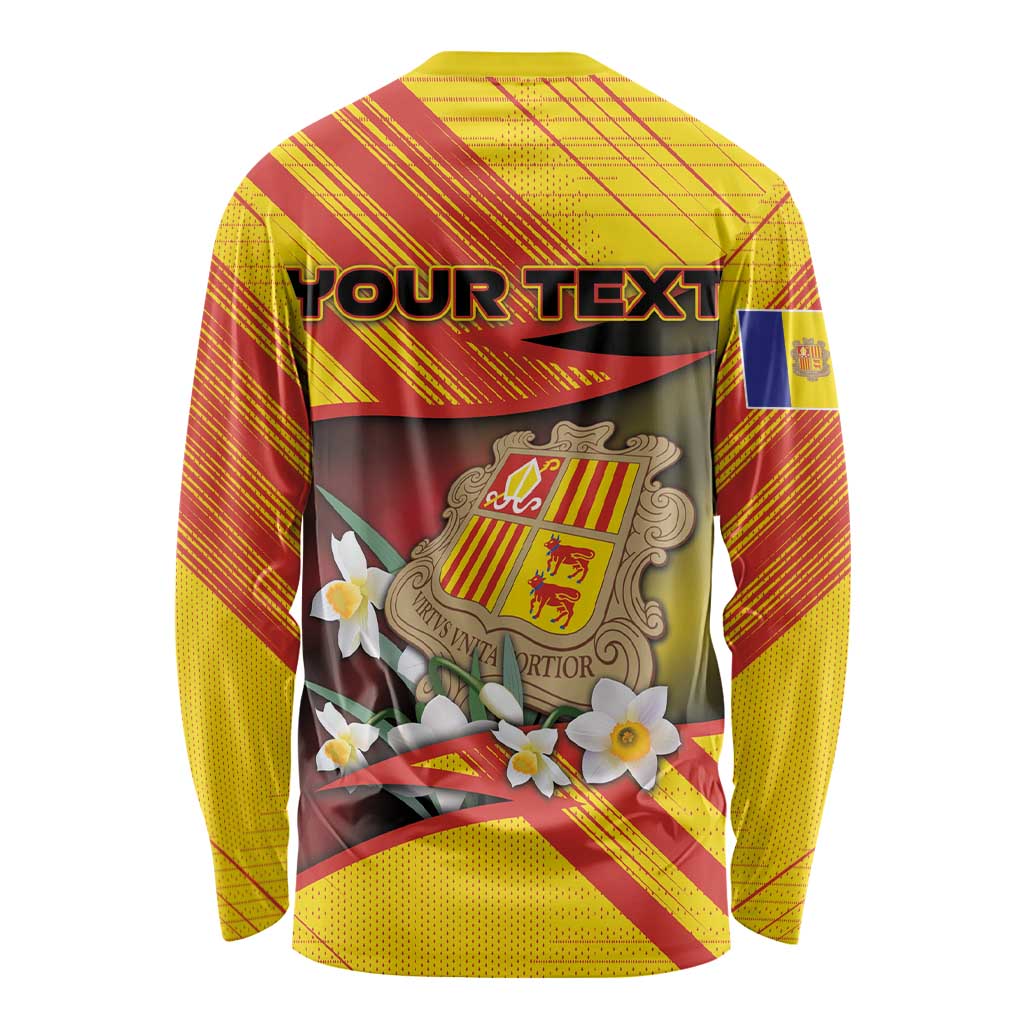 Personalized Andorra Long Sleeve Shirt The Grandalla Flowers With Symbol - Wonder Print Shop