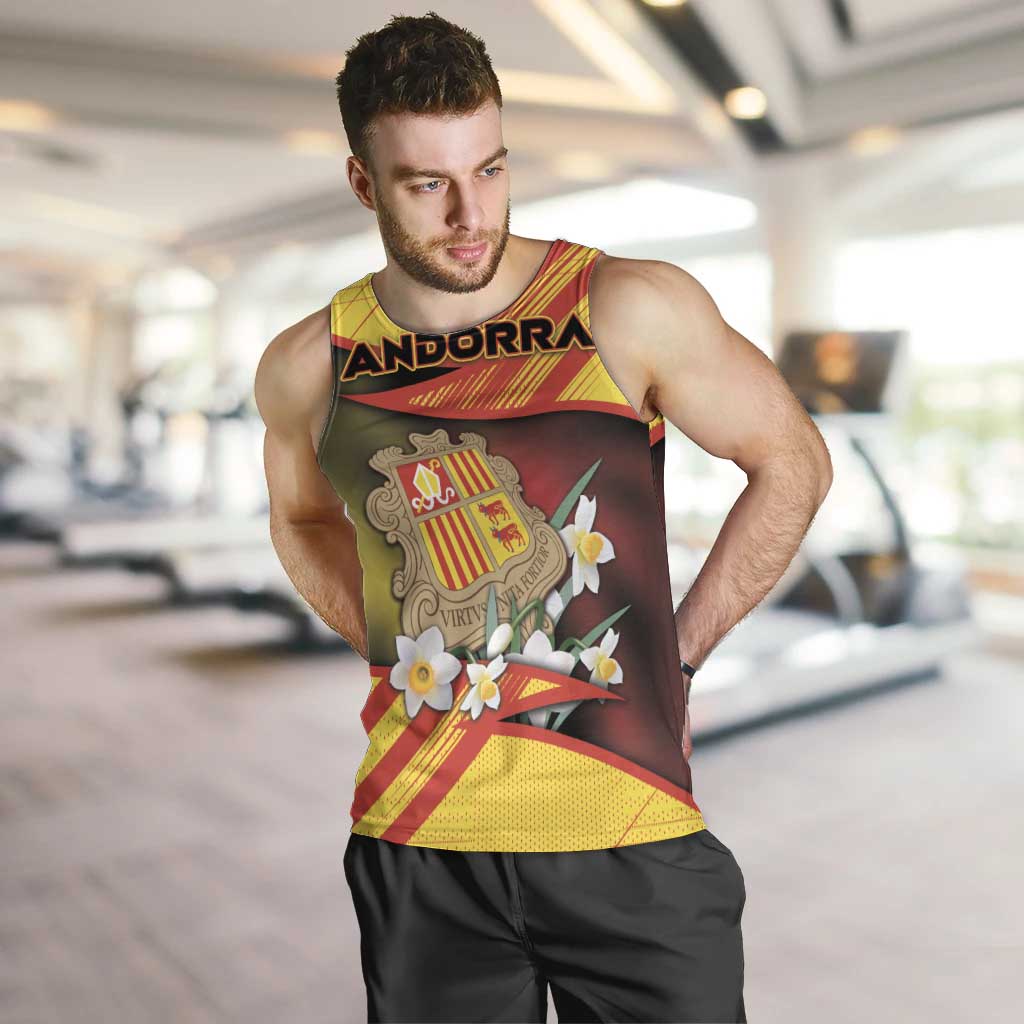 Personalized Andorra Men Tank Top The Grandalla Flowers With Symbol - Wonder Print Shop