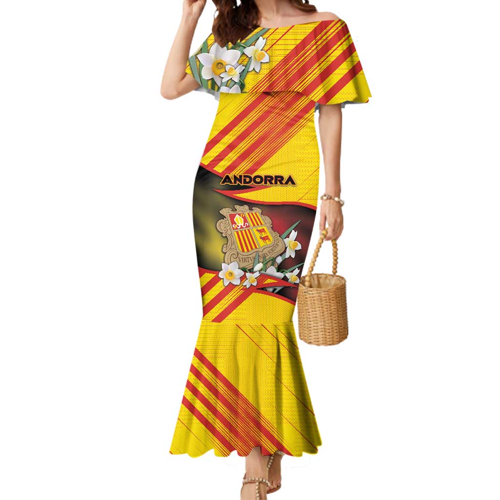 Personalized Andorra Mermaid Dress The Grandalla Flowers With Symbol - Wonder Print Shop