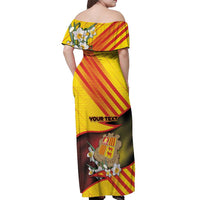 Personalized Andorra Off Shoulder Maxi Dress The Grandalla Flowers With Symbol - Wonder Print Shop