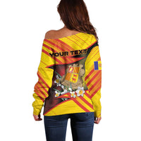 Personalized Andorra Off Shoulder Sweater The Grandalla Flowers With Symbol - Wonder Print Shop