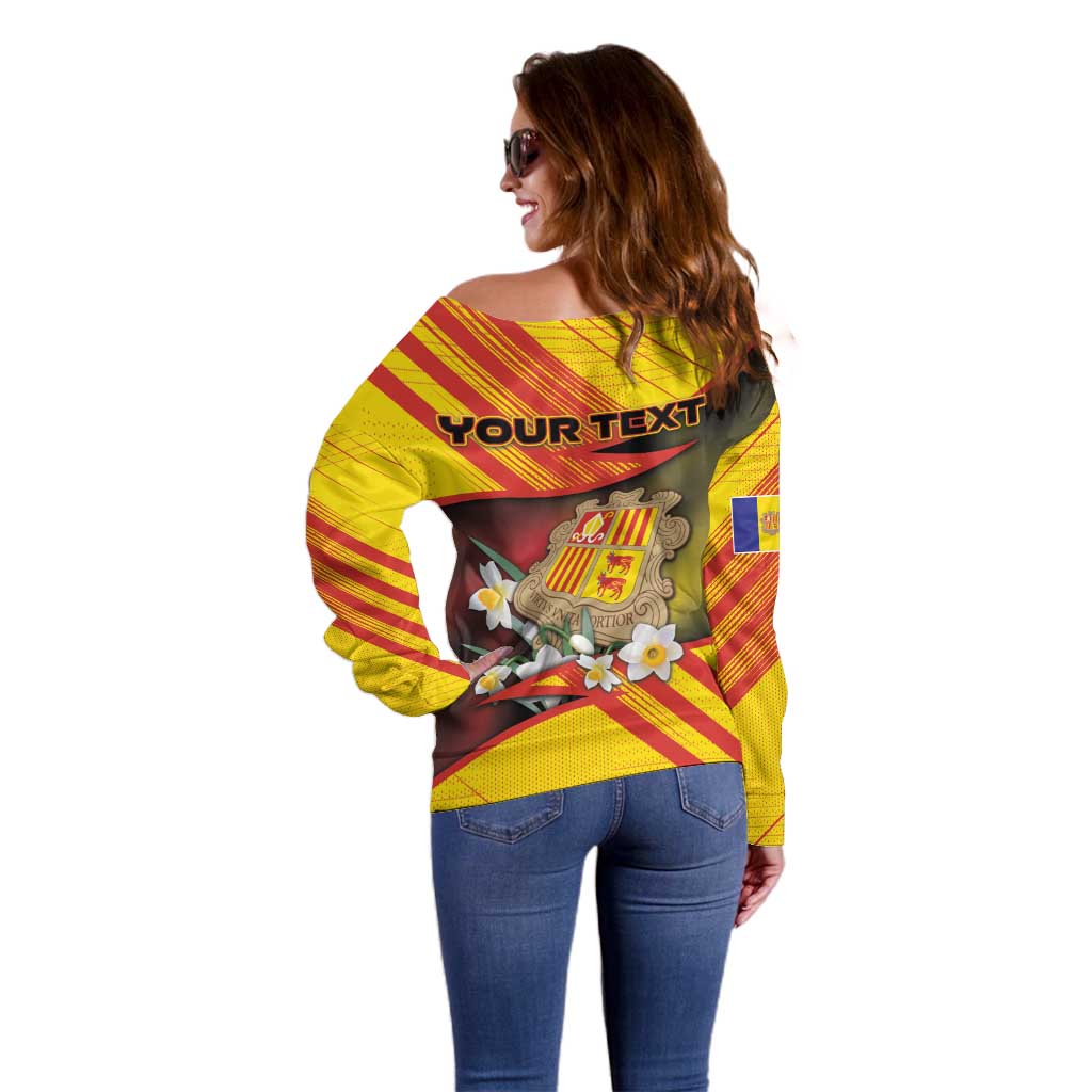 Personalized Andorra Off Shoulder Sweater The Grandalla Flowers With Symbol - Wonder Print Shop