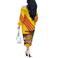 Personalized Andorra Off The Shoulder Long Sleeve Dress The Grandalla Flowers With Symbol - Wonder Print Shop