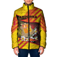 Personalized Andorra Padded Jacket The Grandalla Flowers With Symbol - Wonder Print Shop