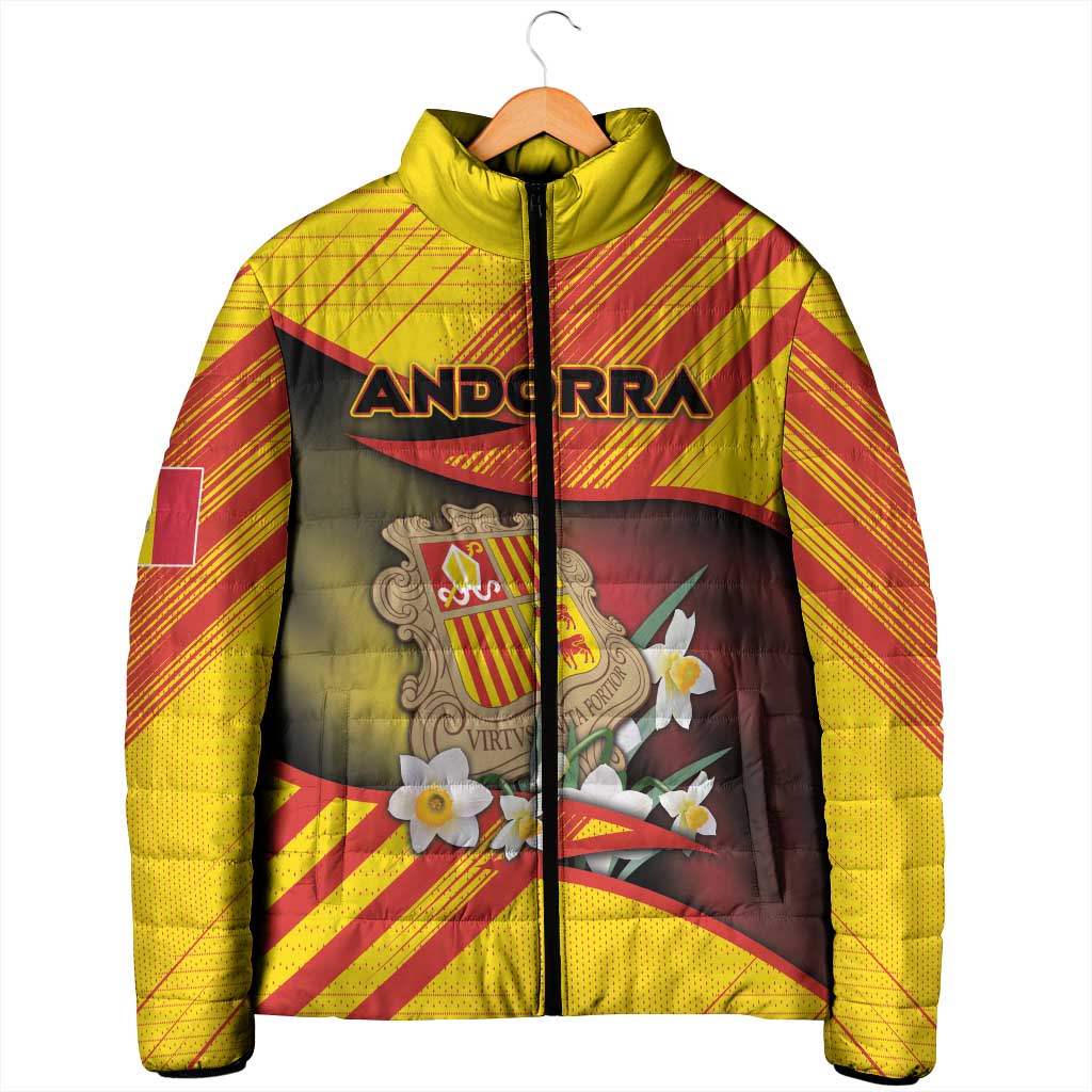 Personalized Andorra Padded Jacket The Grandalla Flowers With Symbol - Wonder Print Shop