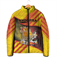 Personalized Andorra Padded Jacket The Grandalla Flowers With Symbol - Wonder Print Shop