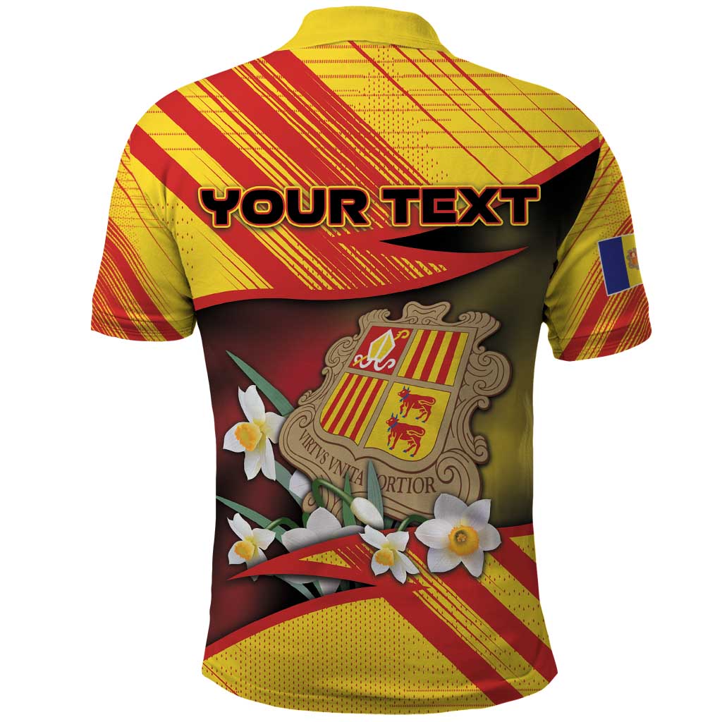 Personalized Andorra Polo Shirt The Grandalla Flowers With Symbol - Wonder Print Shop