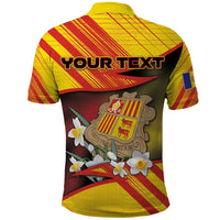 Personalized Andorra Polo Shirt The Grandalla Flowers With Symbol - Wonder Print Shop