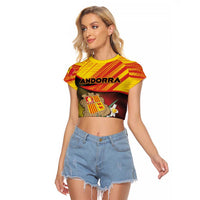 Personalized Andorra Raglan Cropped T Shirt The Grandalla Flowers With Symbol - Wonder Print Shop