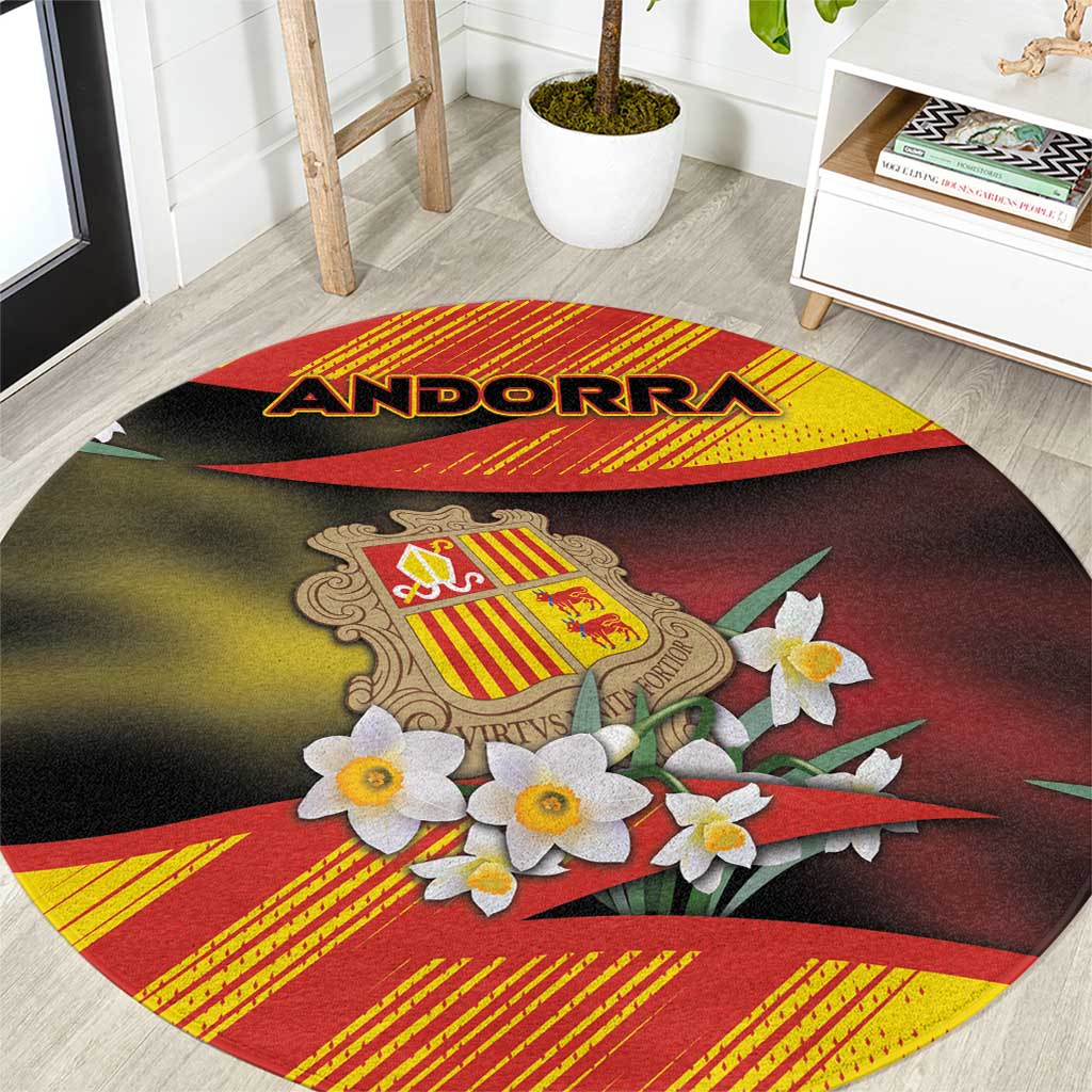 Andorra Round Carpet The Grandalla Flowers With Symbol - Wonder Print Shop