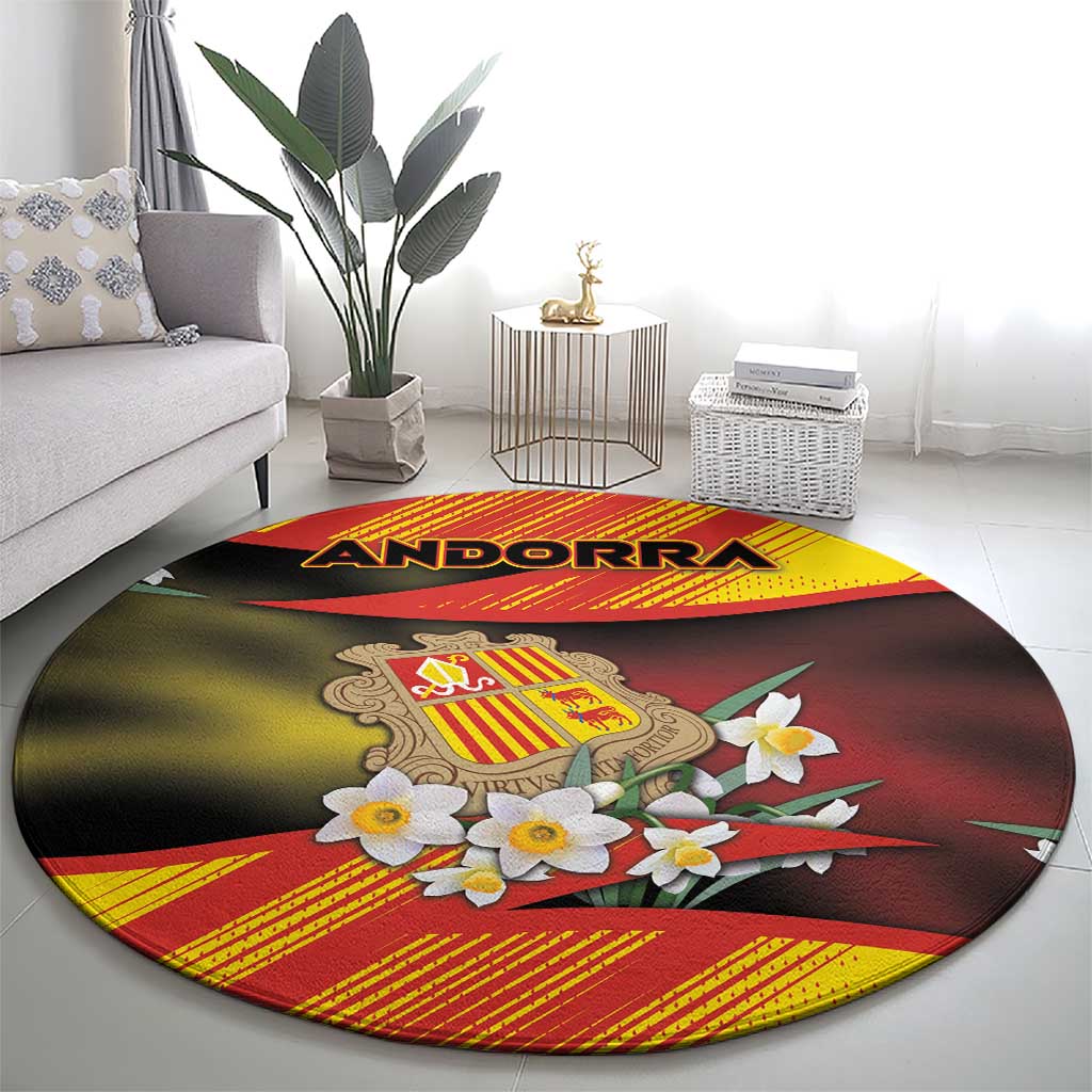 Andorra Round Carpet The Grandalla Flowers With Symbol - Wonder Print Shop