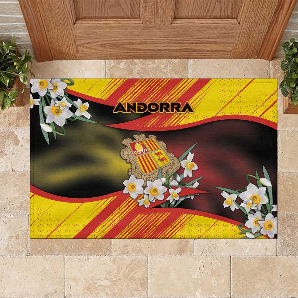 Andorra Rubber Doormat The Grandalla Flowers With Symbol - Wonder Print Shop