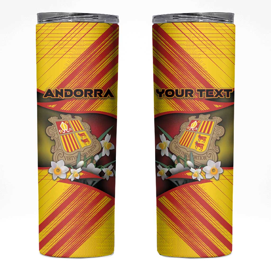 Personalized Andorra Skinny Tumbler The Grandalla Flowers With Symbol - Wonder Print Shop